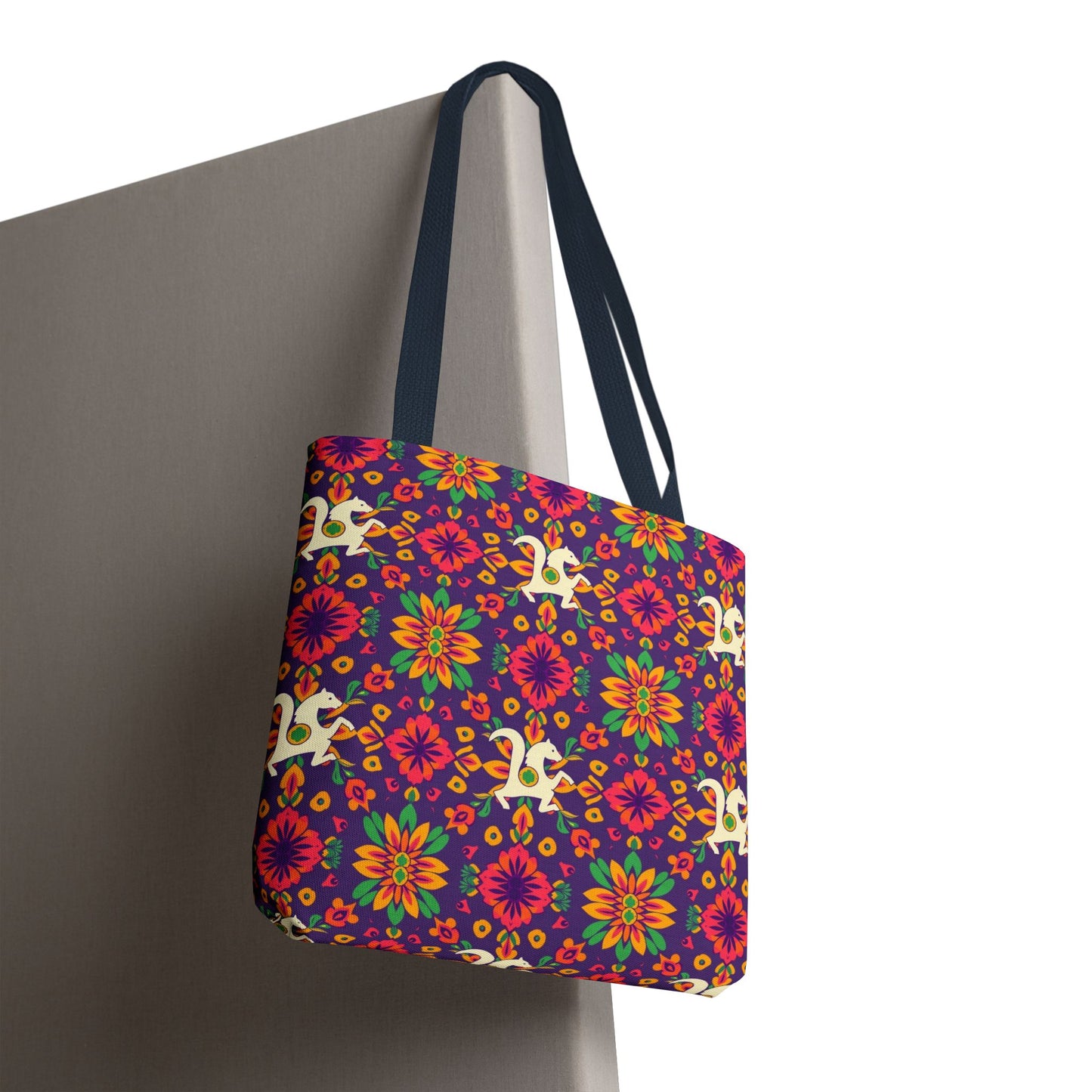 Tote Bag (AOP), Aquarius, Zodiac v2, Flower Pattern
