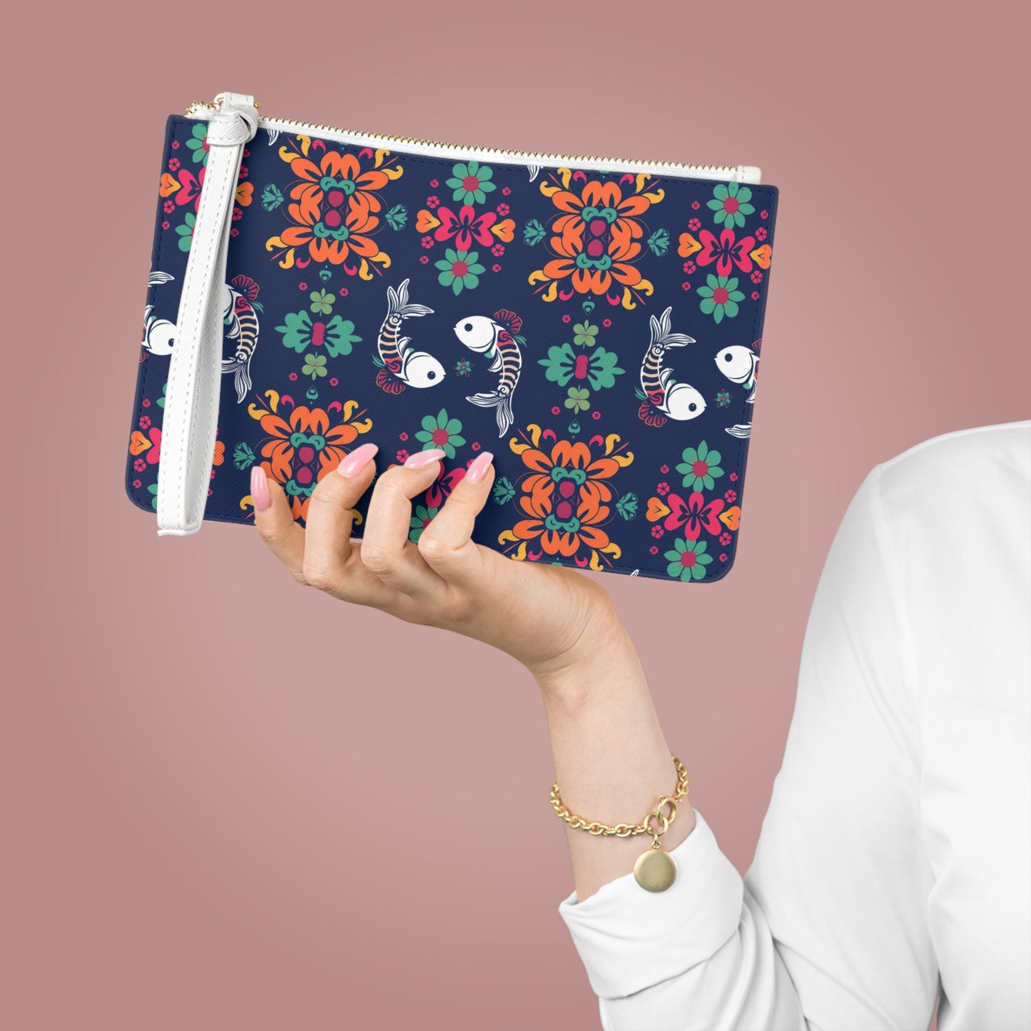 Clutch Bag, Pisces, Zodiac v4, Flower Pattern