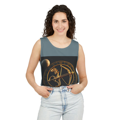Unisex Garment-Dyed, Tank Top, Sagittarius Design, Planet Symbol v1, 100% US cotton