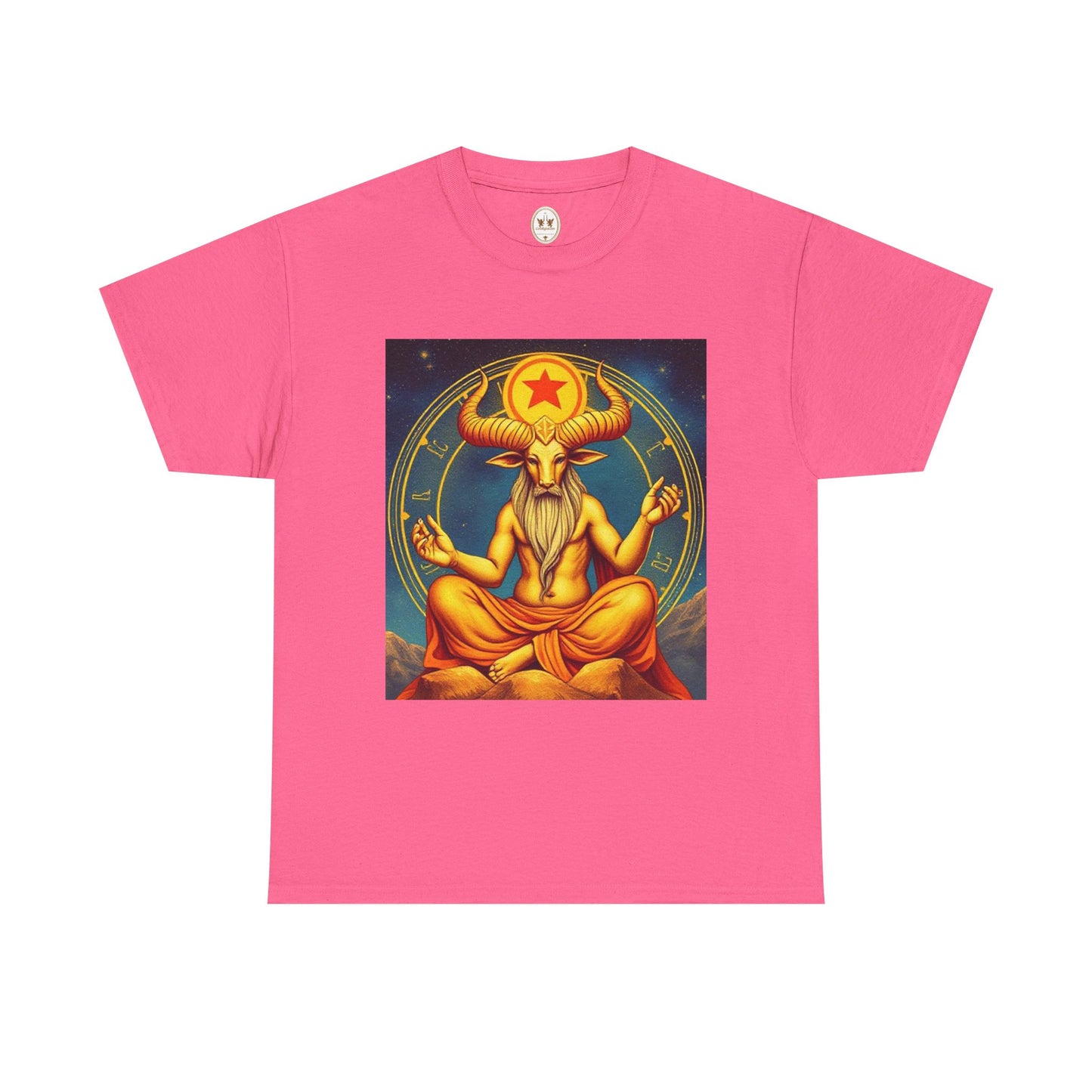 Unisex Heavy Cotton T-Shirt, Meditating Bull, Taurus Zodiac Design