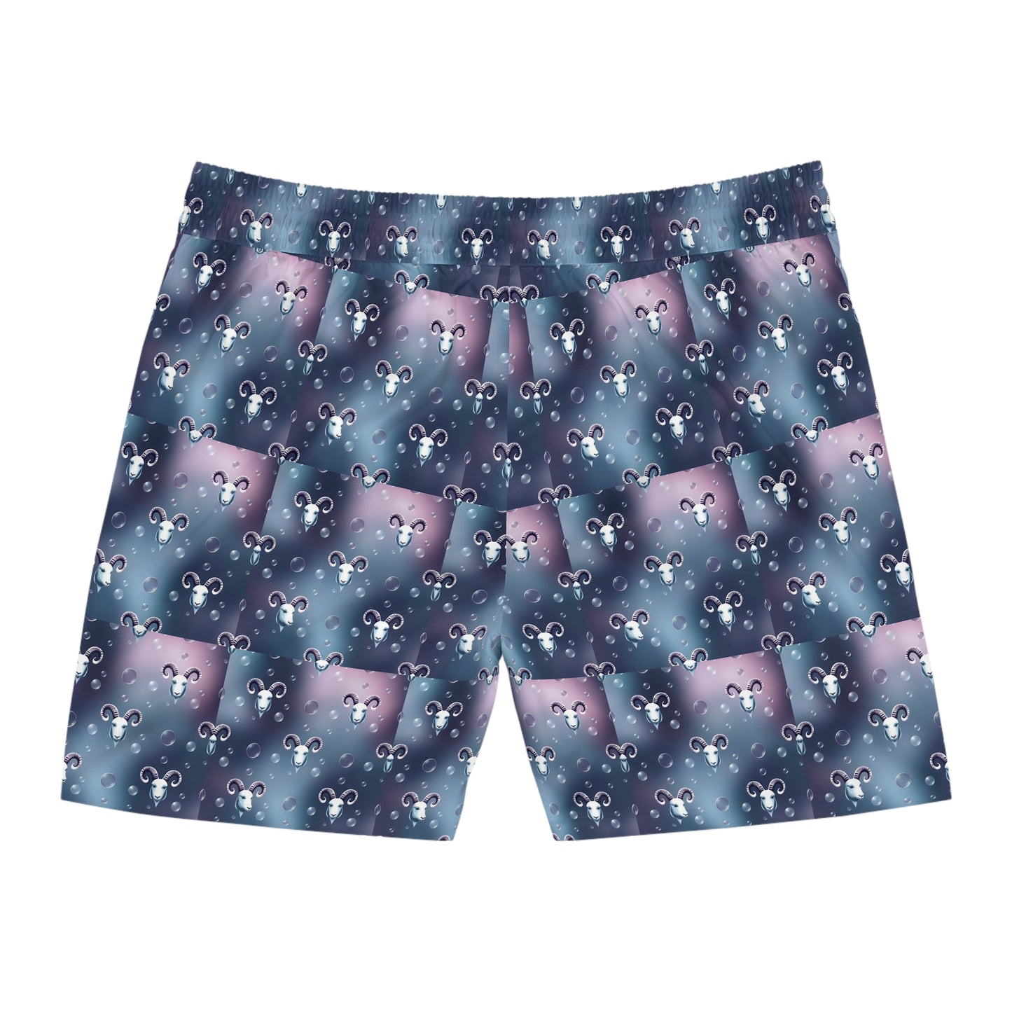 Men's Mid-Length Swim Shorts, (AOP), Aries, Zodiac v3, Bubble Pattern