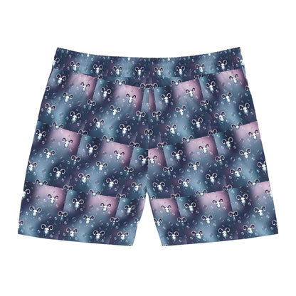 Men's Mid-Length Swim Shorts, (AOP), Aries, Zodiac v3, Bubble Pattern