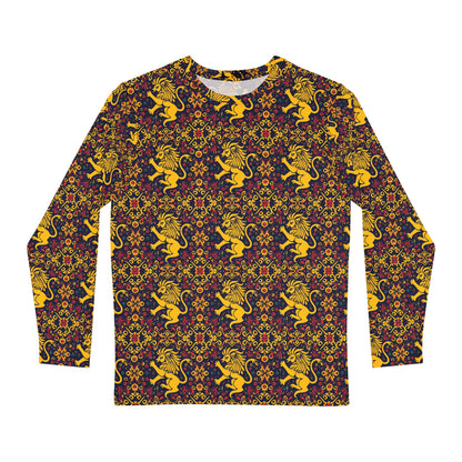 Men's Long Sleeve Shirt, (AOP), Leo, Zodiac v4, Pattern