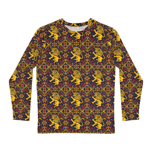 Men's Long Sleeve Shirt, (AOP), Leo, Zodiac v4, Pattern