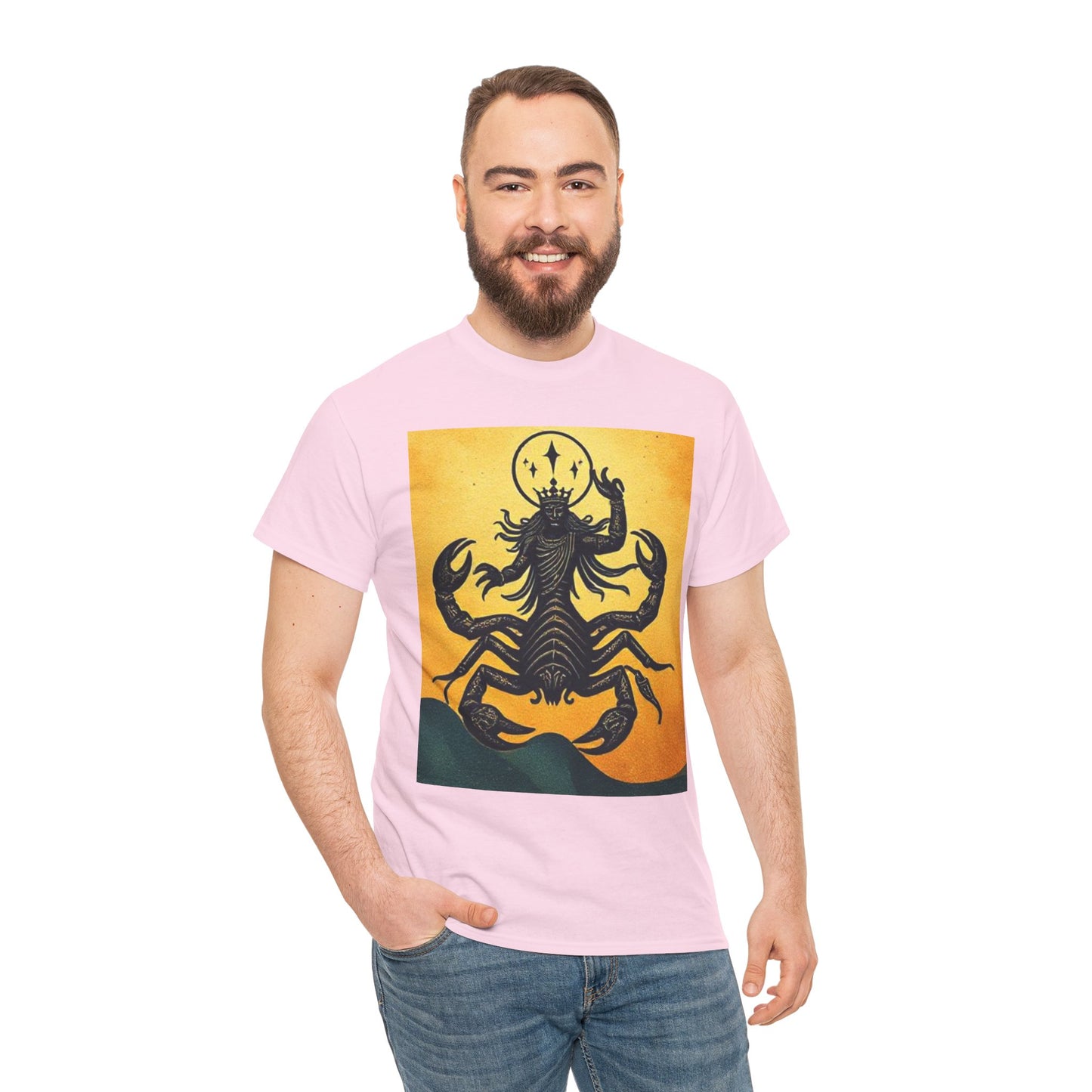 Unisex Heavy Cotton T-Shirt, Scorpion King, Print Art, Scorpio Zodiac Design
