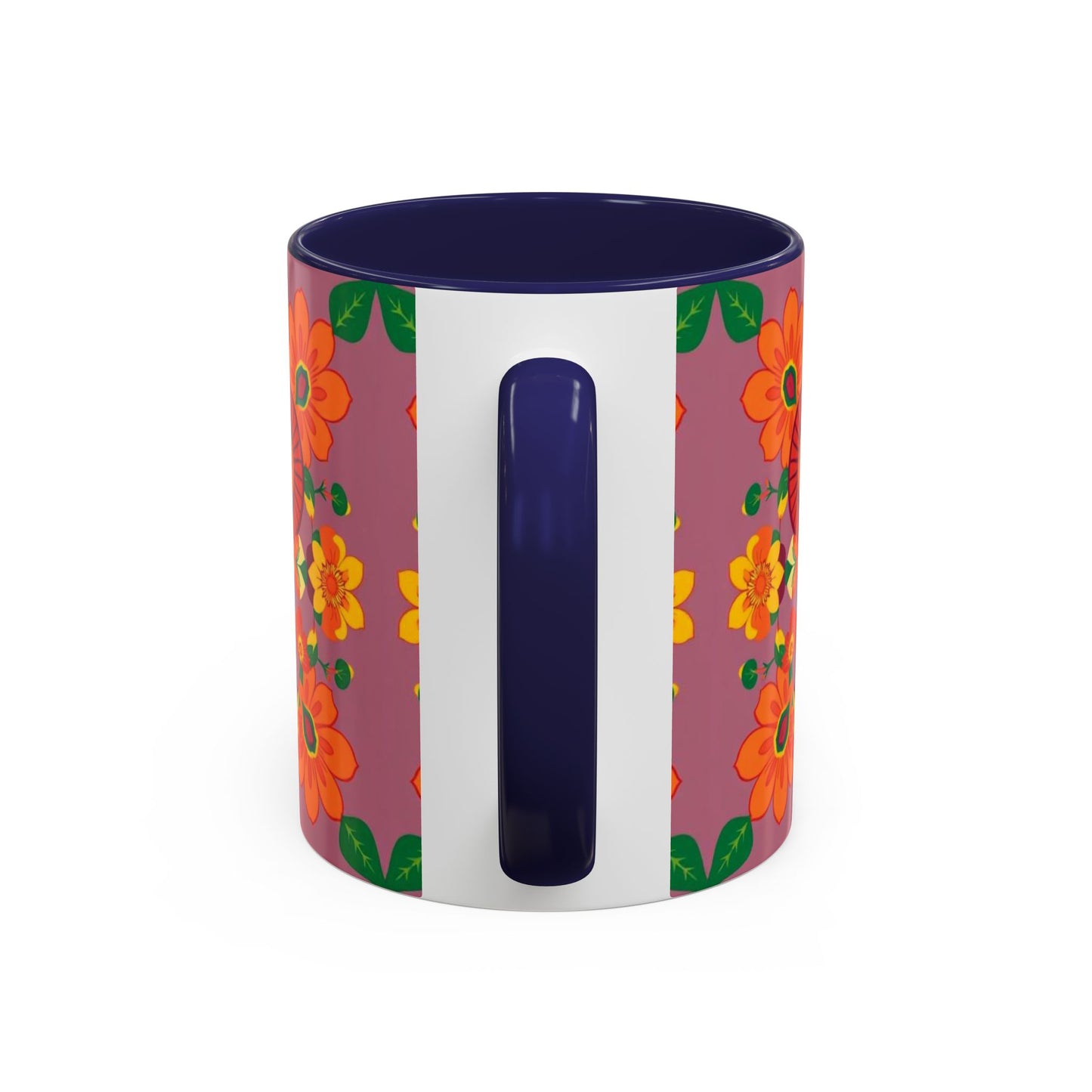 Accent Coffee Mug, Aries, Zodiac v1, Flower Pattern, (11, 15oz)