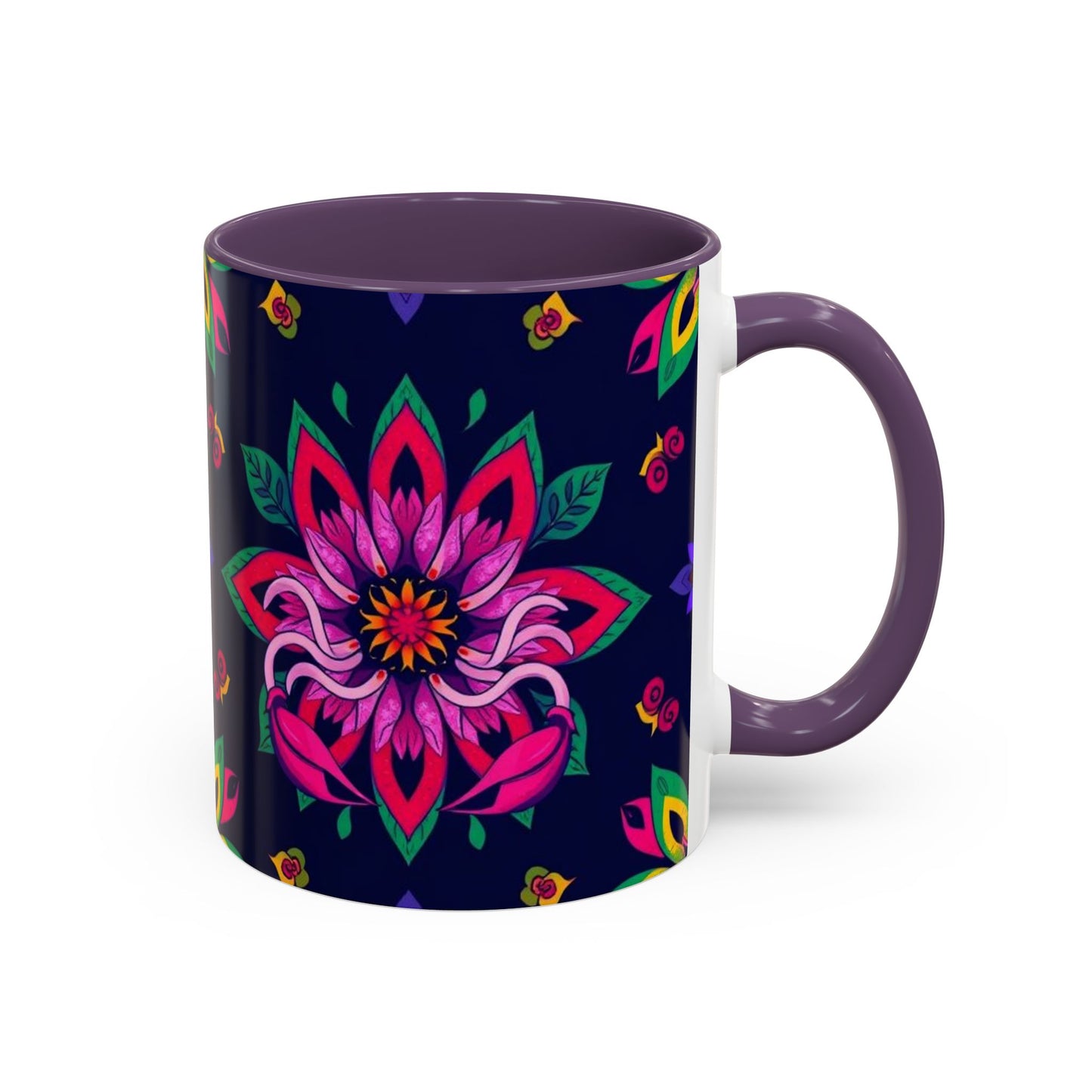 Accent Coffee Mug, Scorpio, Zodiac v4. Flower Pattern, (11, 15oz)