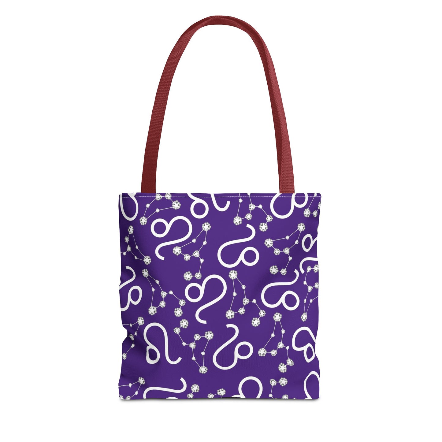 Tote Bag, Leo Zodiac Sign, AOP, (Purple, White)