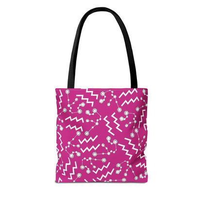 Tote Bag, Aquarius Zodiac Sign, AOP, (Pink, White)