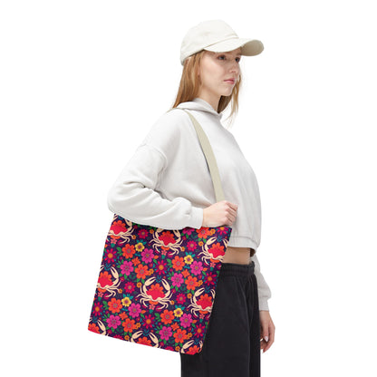 Tote Bag (AOP), Cancer, Zodiac, Flower Pattern