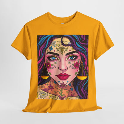 Unisex Heavy Cotton T-Shirt, Libra, Zodiac v4, Sexy Art