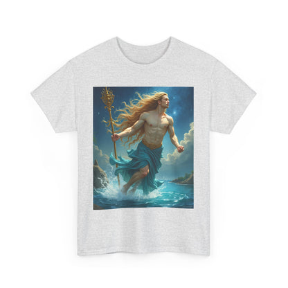 Unisex Heavy Cotton T-Shirt, Realistic, Aquarius Zodiac Design