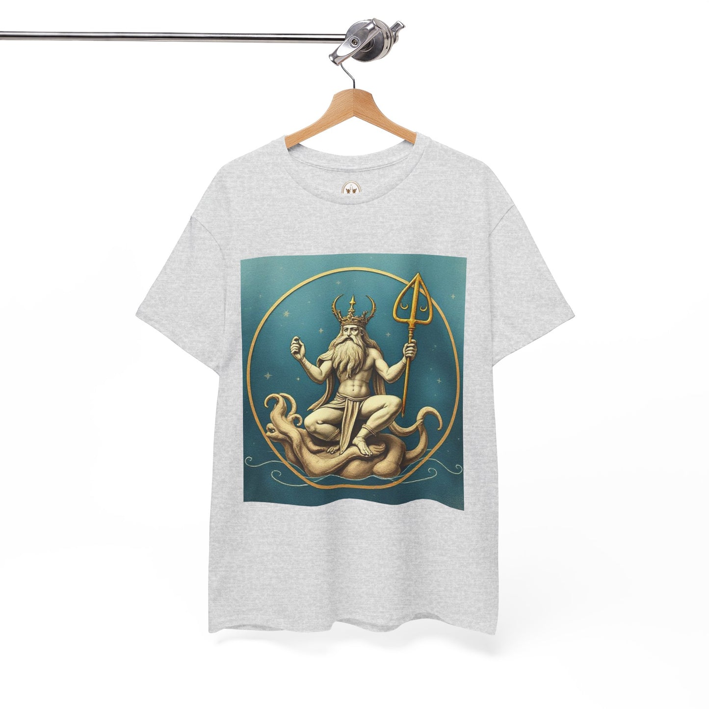 Unisex Heavy Cotton T-Shirt, Aquarius God 3v, Zodiac Design