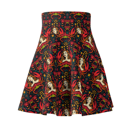 Women's Skater Skirt, (AOP), Cancer, Zodiac v2, Sexy Pattern