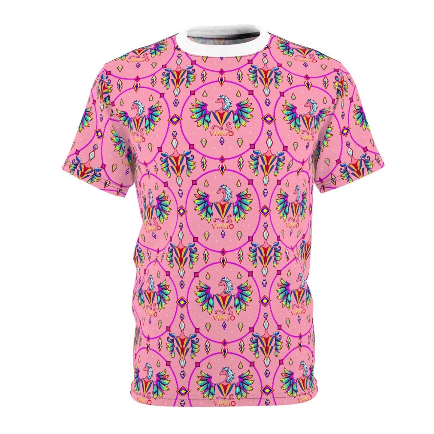 Unisex Cut & Sew T-Shirt, (AOP), Virgo, Zodiac v2, Jewels Pattern
