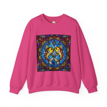 Unisex Heavy Blend™ Crewneck Sweatshirt, Glass 1, Pisces Zodiac Design