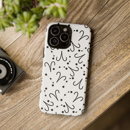 Tough Cases with the Aries Zodiac sign for iPhone, Samsung Galaxy, and Google Pixel devices