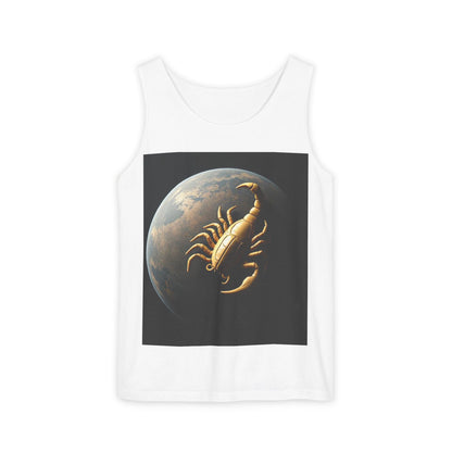 Unisex Garment-Dyed, Tank Top, Scorpio Design, Planet Symbol v1, 100% US cotton