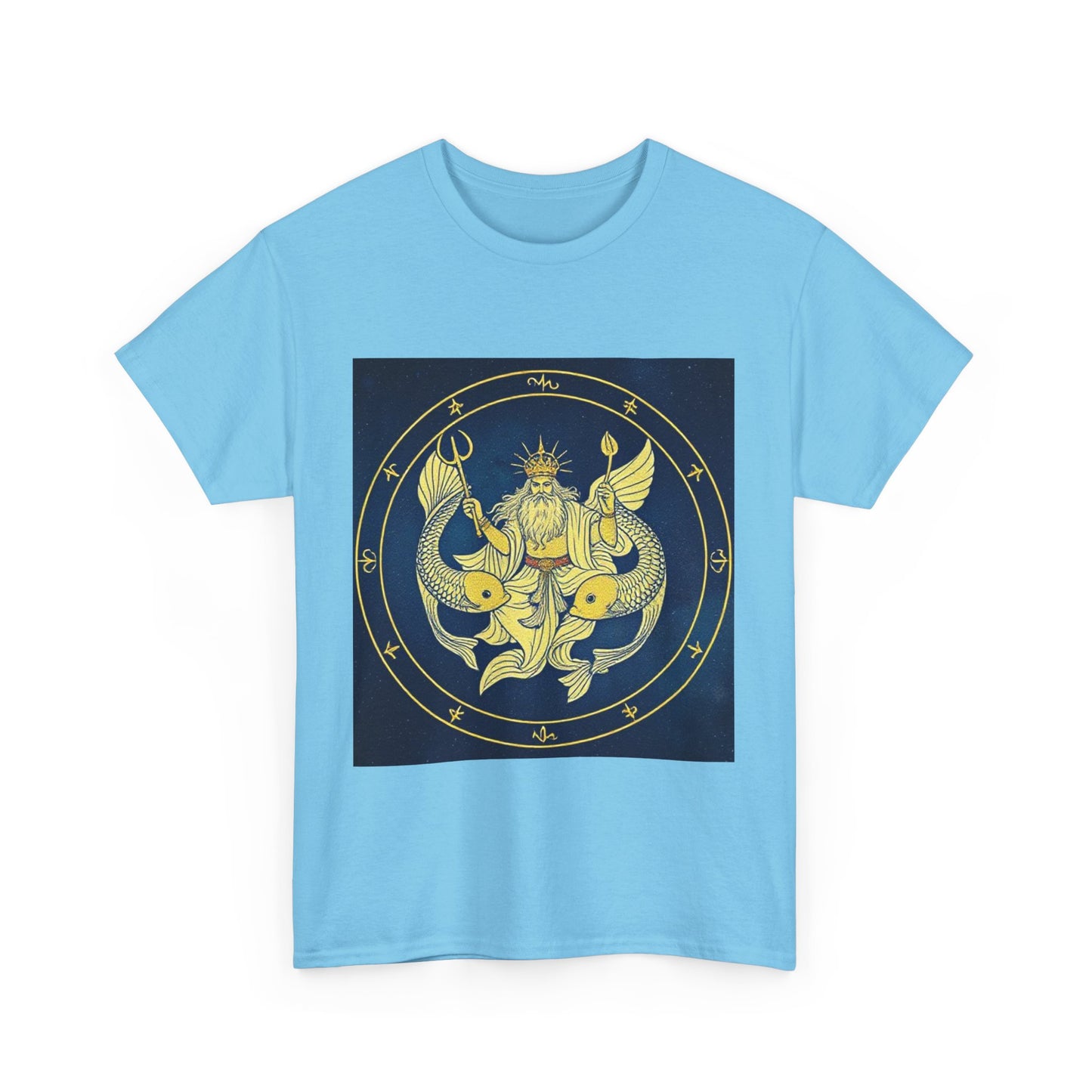 Unisex Heavy Cotton T-Shirt, King of Pisces, Zodiac Design