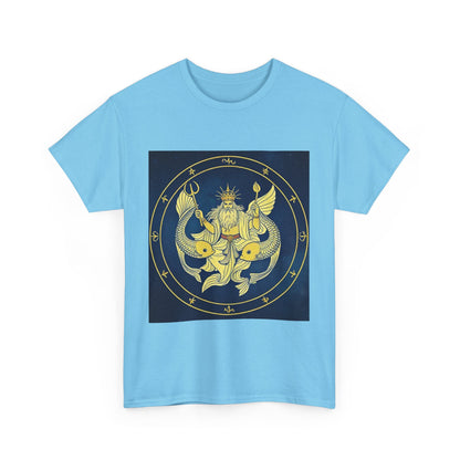 Unisex Heavy Cotton T-Shirt, King of Pisces, Zodiac Design