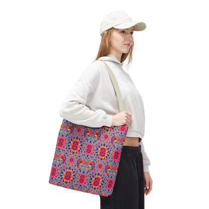 Tote Bag (AOP), Pisces, Zodiac v2, Flower Pattern