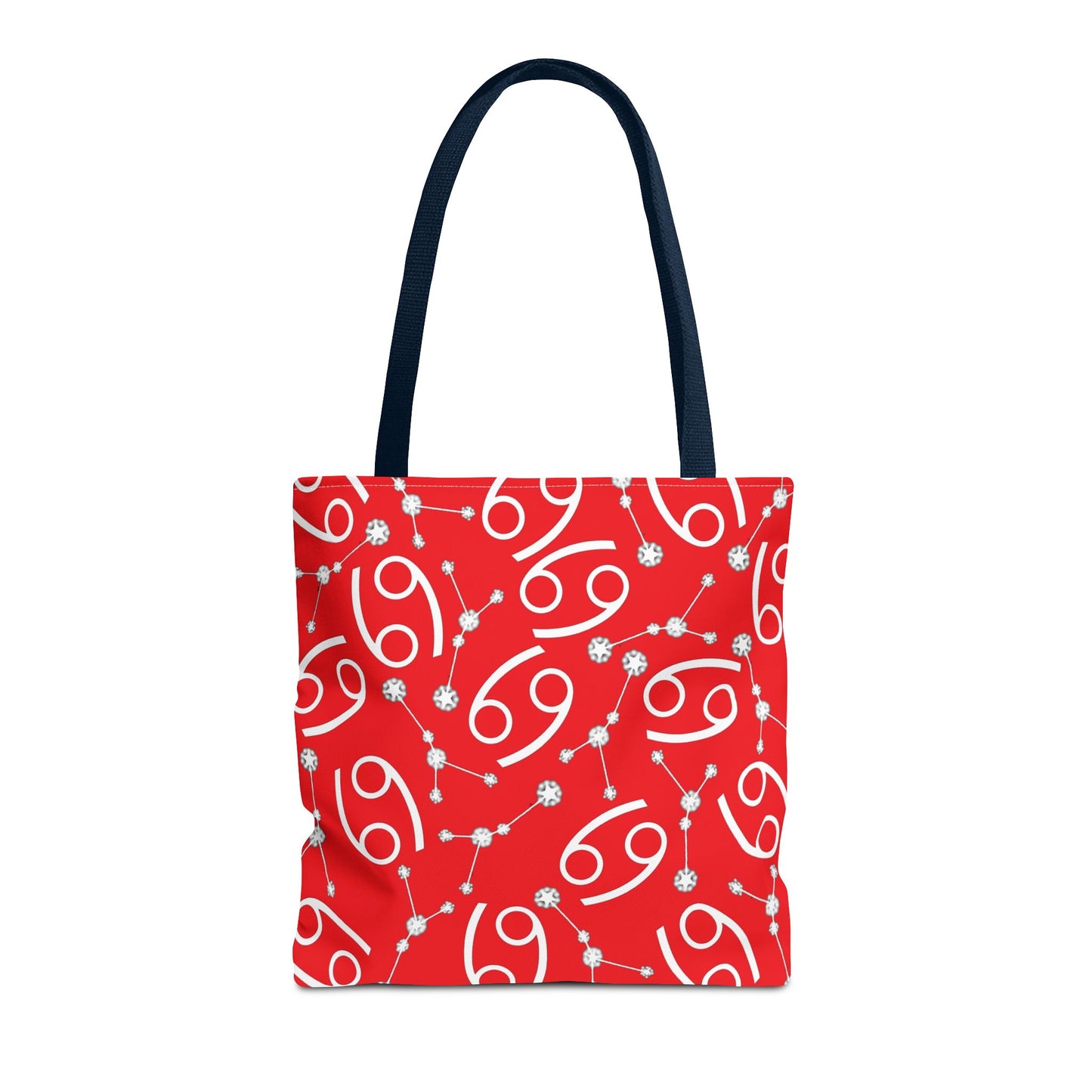 Tote Bag, Cancer Zodiac Sign, AOP, (Red, White)