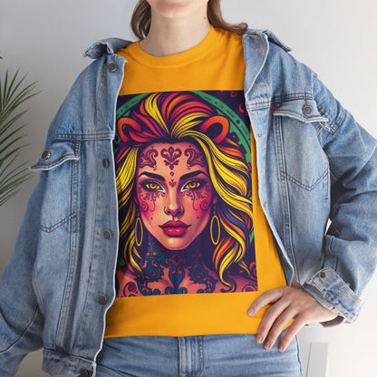Unisex Heavy Cotton T-Shirt, Leo, Zodiac v1, Sexy Art