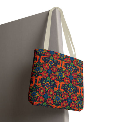 Tote Bag, (AOP), Gemini, Zodiac v1, Flower Pattern