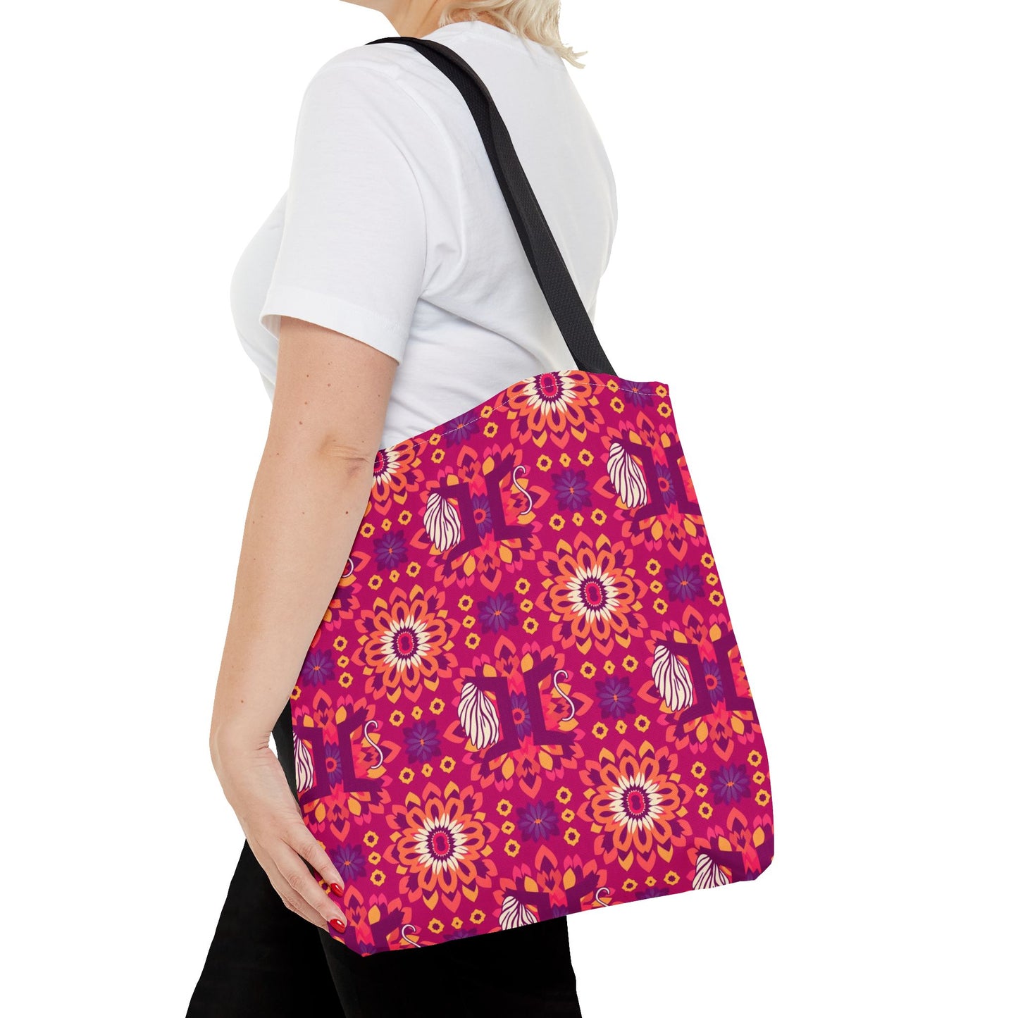 Tote Bag (AOP), Gemini, Zodiac v1, Flower Pattern