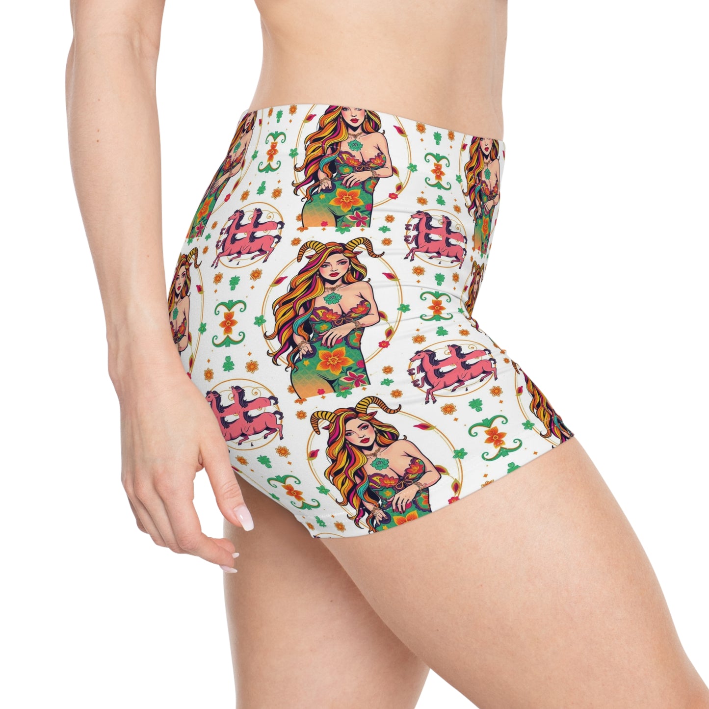 Women's Shorts, (AOP), Capricorn, Zodiac v3, Sexy Pattern