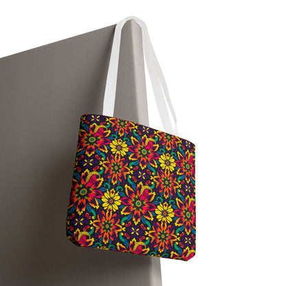 Tote Bag, (AOP), Capricorn, Zodiac, Flower Pattern