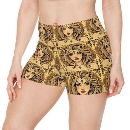 Women's Shorts, (AOP), Leo, Zodiac v2, Sexy Pattern