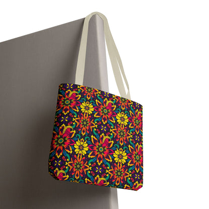 Tote Bag, (AOP), Capricorn, Zodiac, Flower Pattern