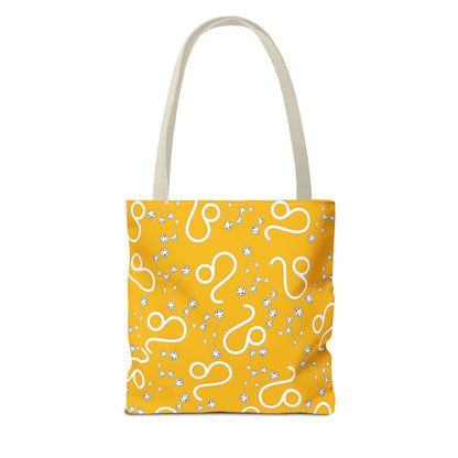 Tote Bag, Leo Zodiac Sign, AOP, (Yellow, White)