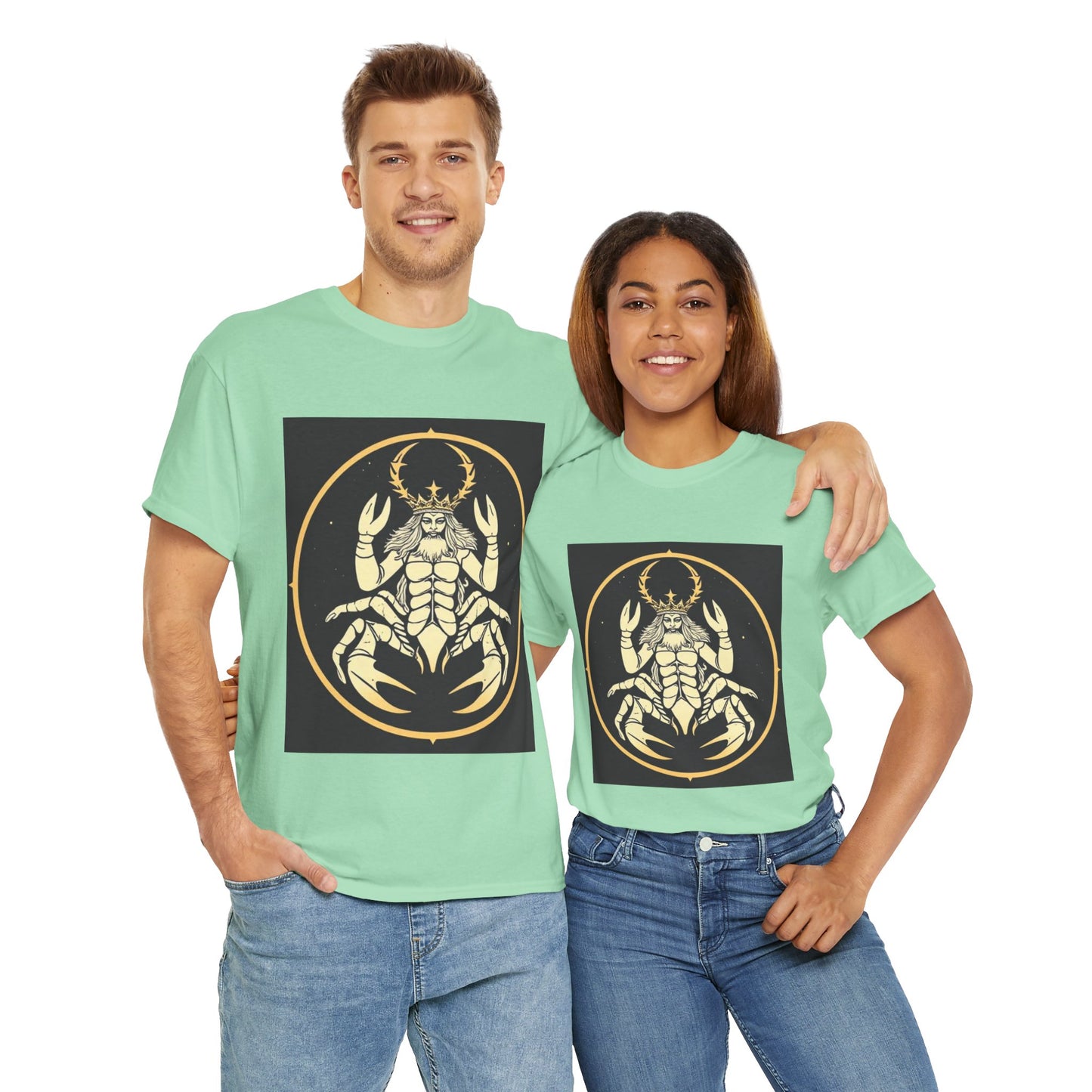 Unisex Heavy Cotton T-Shirt, Scorpio King, Print Art, Zodiac Design