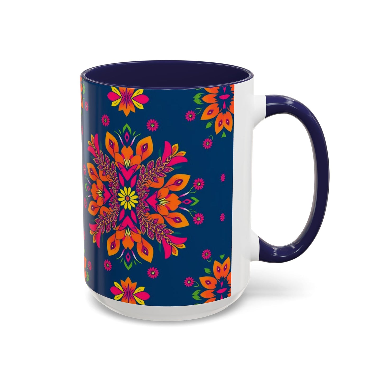 Accent Coffee Mug, Gemini, Zodiac v2, Flower Pattern, (11, 15oz)