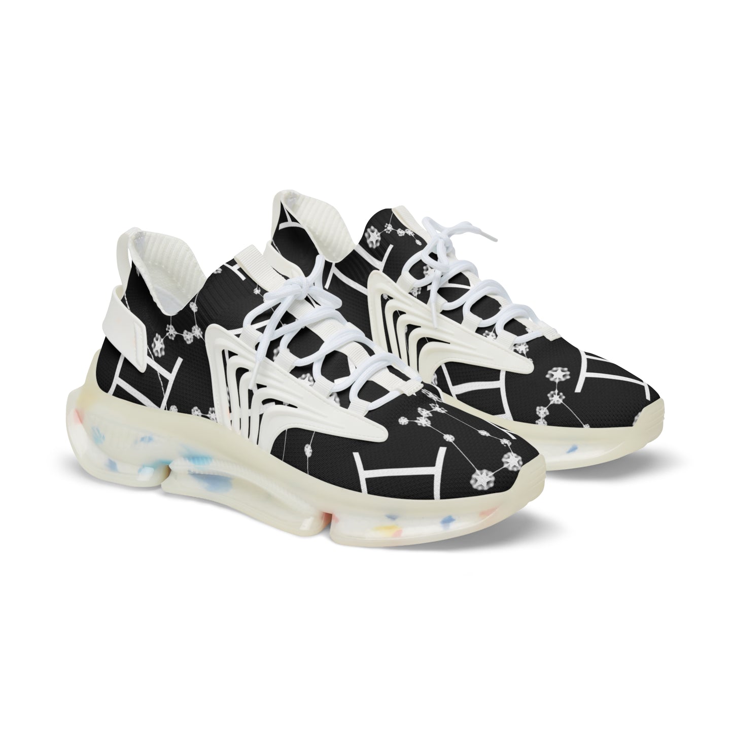 Men's Mesh Sneakers, Gemini Zodiac Sign, AOP, Black