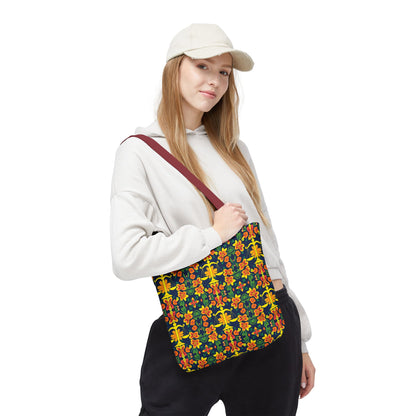 Tote Bag, (AOP), Libra, Zodiac v3, Flower Pattern