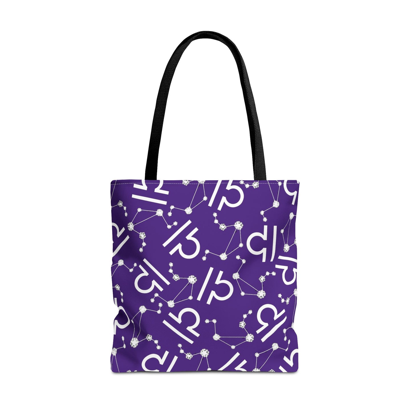 Tote Bag, Libra Zodiac Sign, AOP, (Purple, White)