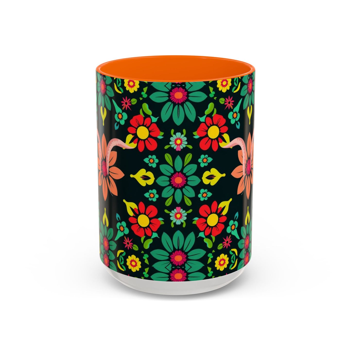 Accent Coffee Mug, Aquarius, Zodiac v4, Flower Pattern, (11, 15oz)
