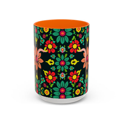 Accent Coffee Mug, Aquarius, Zodiac v4, Flower Pattern, (11, 15oz)