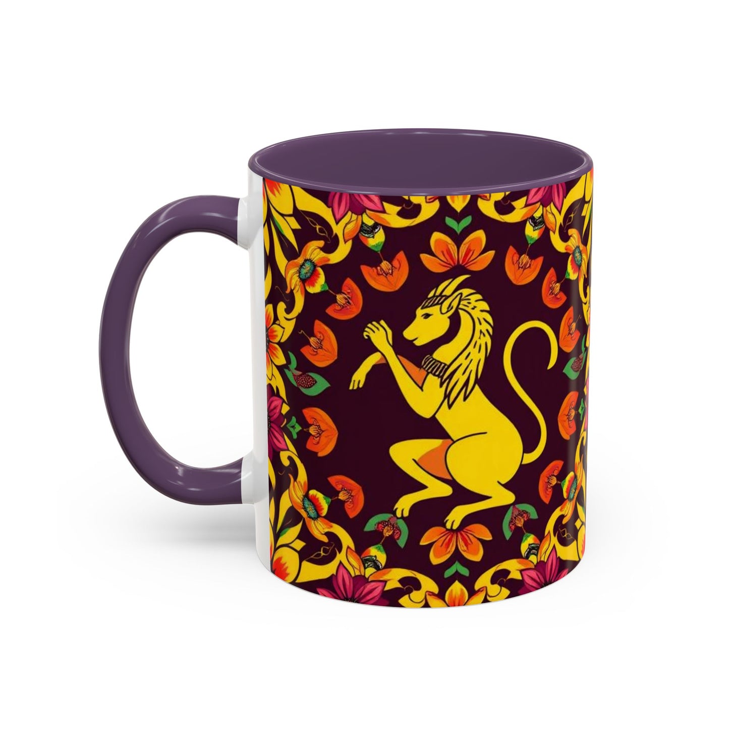 Accent Coffee Mug, Virgo, Zodiac v1. Flower Pattern, (11, 15oz)