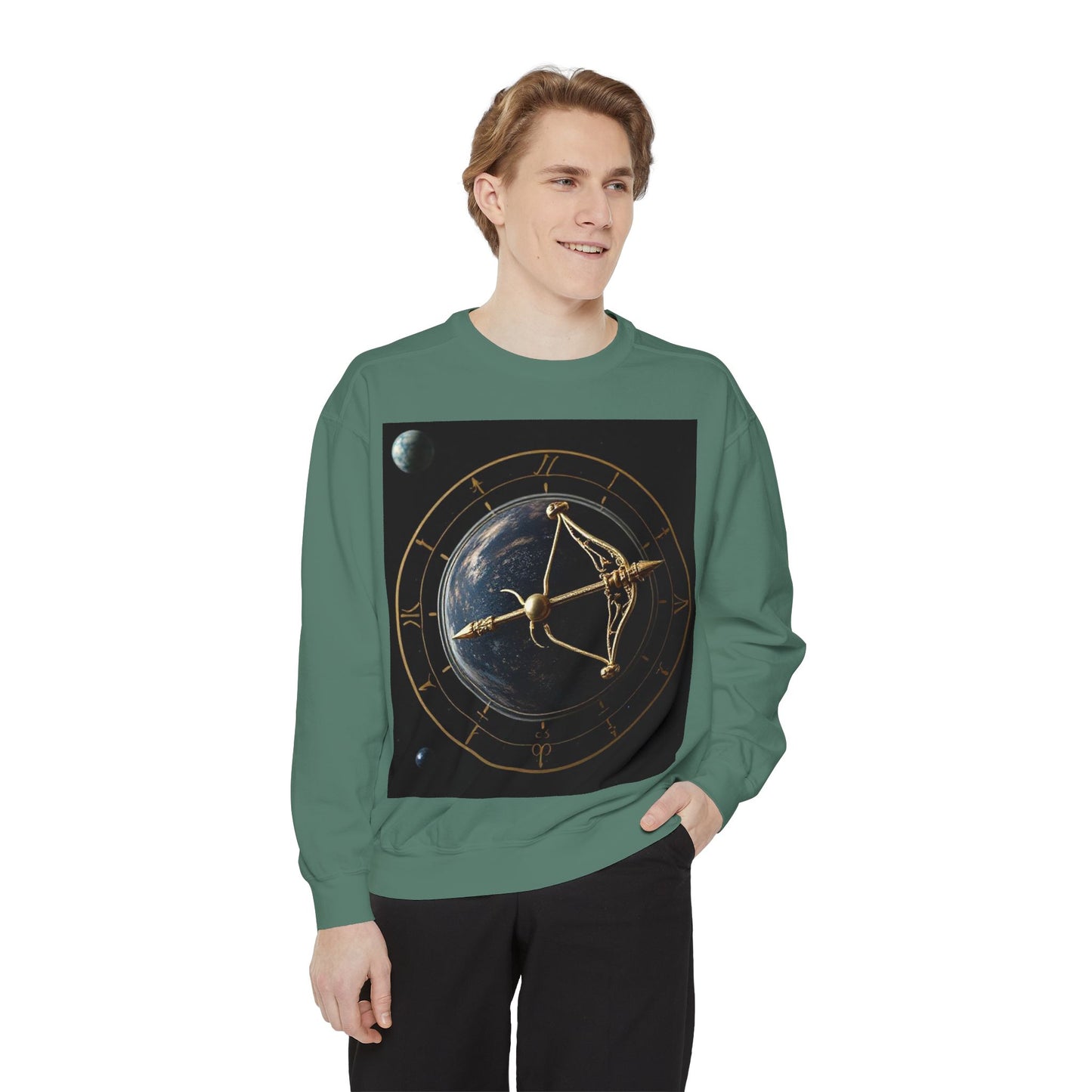Garment-Dyed Sweatshirt, Unisex, Space Symbol Design v1, Sagittarius