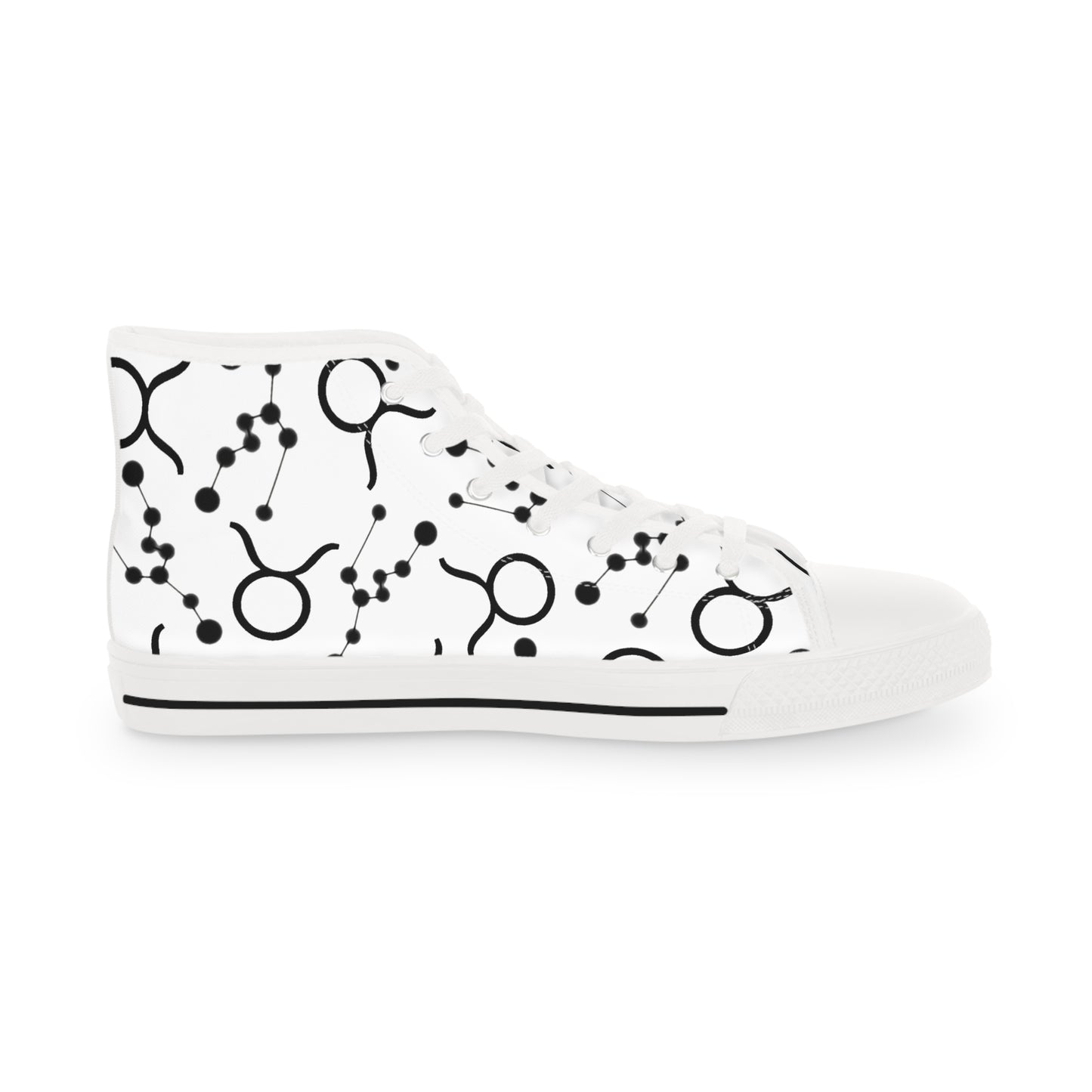 Men's High Top Sneakers, Breathable polyester canvas, Taurus Zodiac Design