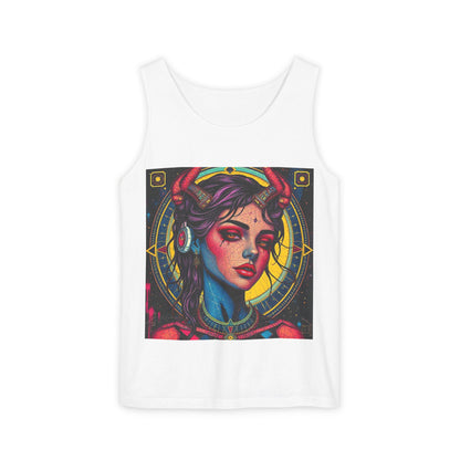 Unisex Garment-Dyed, Tank Top, Scorpio Design, Pop Art, 100% US cotton