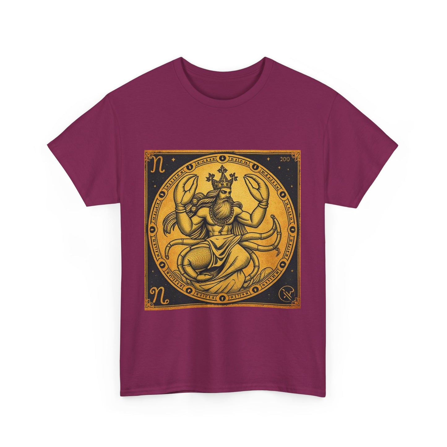 Unisex Heavy Cotton T-Shirt, Crab King v1, Cancer Zodiac Design