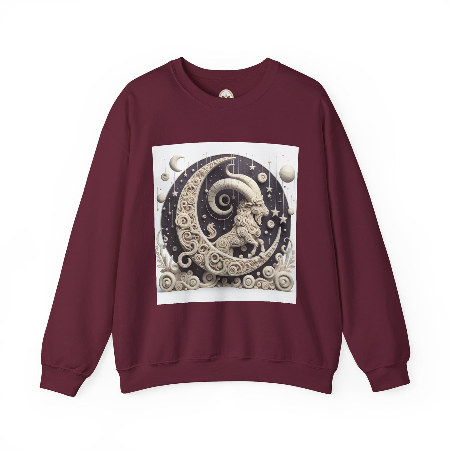 Unisex Heavy Blend™ Crewneck Sweatshirt, Stone Moon, Capricorn Zodiac Design