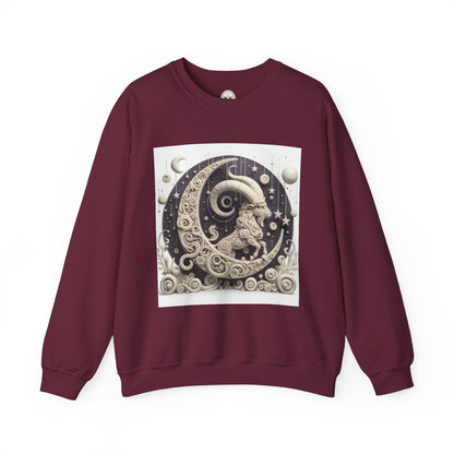 Unisex Heavy Blend™ Crewneck Sweatshirt, Stone Moon, Capricorn Zodiac Design