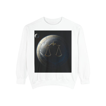 Garment-Dyed Sweatshirt, Unisex, Space Animal Design, Libra