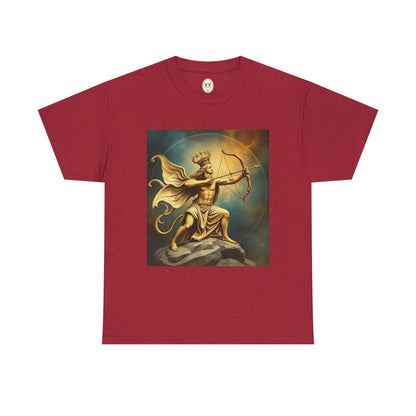 Unisex Heavy Cotton T-Shirt, Sagittarius King, Bow & Arrow v1, Zodiac Design